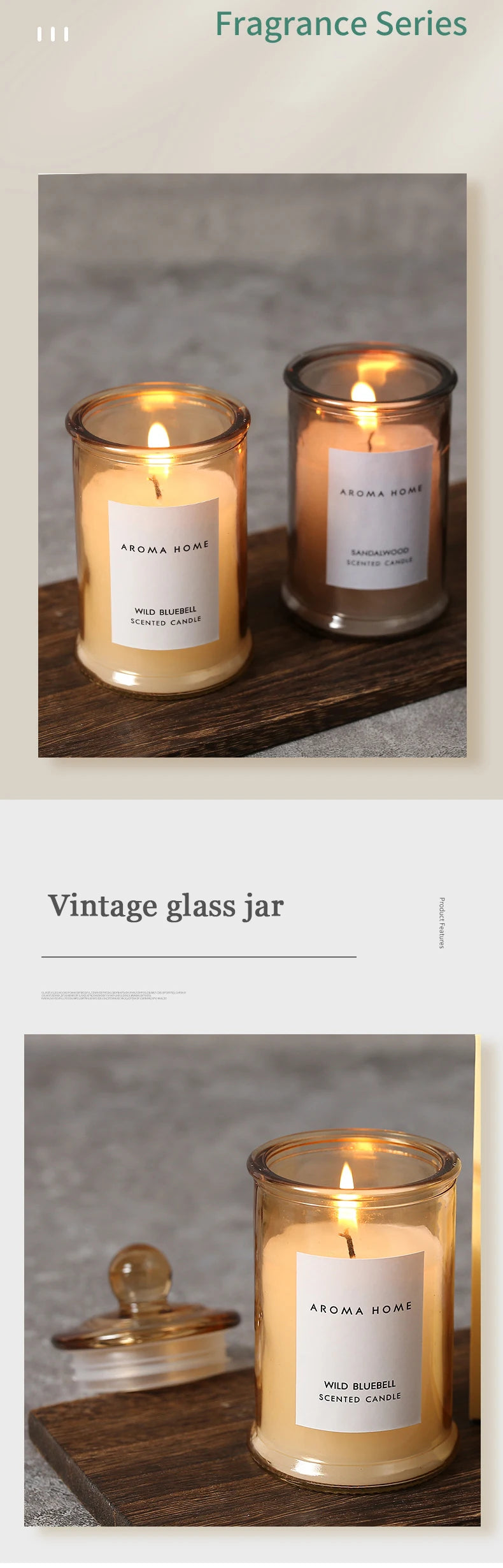 CANDLES - Pretty Vintage Glass Jar, Scented Candle, Essential Oils, Soy Wax Candle Aromatherapy.