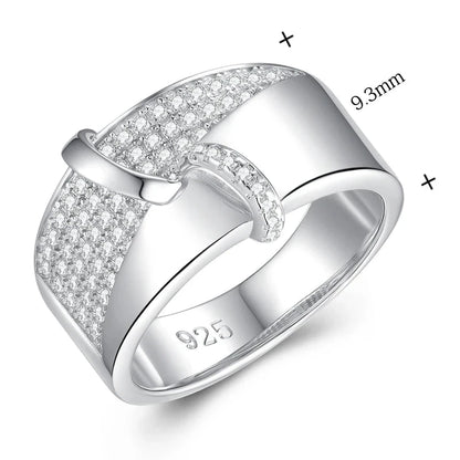 RINGS - Finger Band Ring, .925 Sterling Silver, Zircon Accent Design