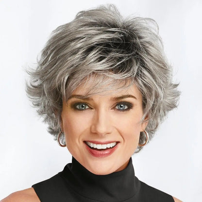 HAIR - Short Wigs in Four Colors & Styles, Pixie Cut with Dark Roots, Synthetic Hair with a Natural Feel.