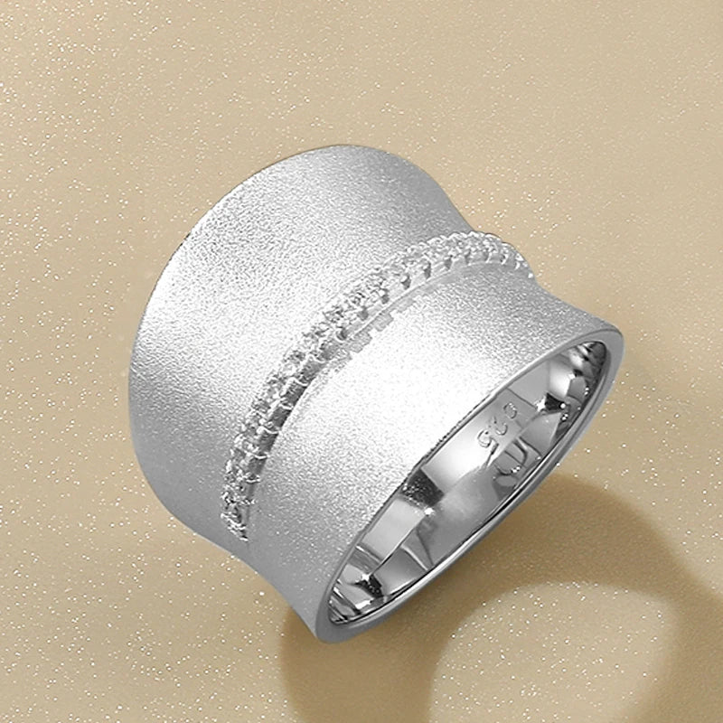 RINGS-  Creative Eye Catcher .925100% Silver, Zircon Stones, Satin Finish Ring, Minimalist Geometric  Jewelry.