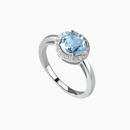 RINGS - Elegant Natural Sky Blue Topaz, .925 Sterling Silver, Vintage Gemstone.