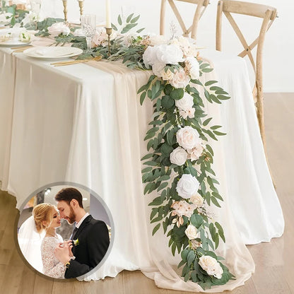 WEDDING & ACCESSORIES: Garlands Artificial Eucalyptus Garland Runner Mantle, 1.8m Silk Flowers