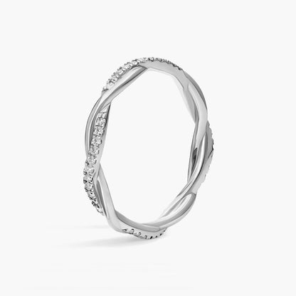 Fine Gold Lab Grown Diamond Eternity Ring Simple K Gold Petite Twist Diamond Rings High Quality Synthetic Diamond Ring For Women