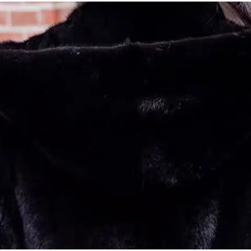 FAUX FUR COAT - Soft and Thick Imitation Mink Fur Coat, Black Hooded, Warm and Comfortable.