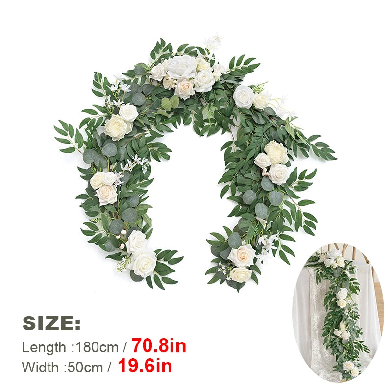 WEDDING & ACCESSORIES: Garlands Artificial Eucalyptus Garland Runner Mantle, 1.8m Silk Flowers