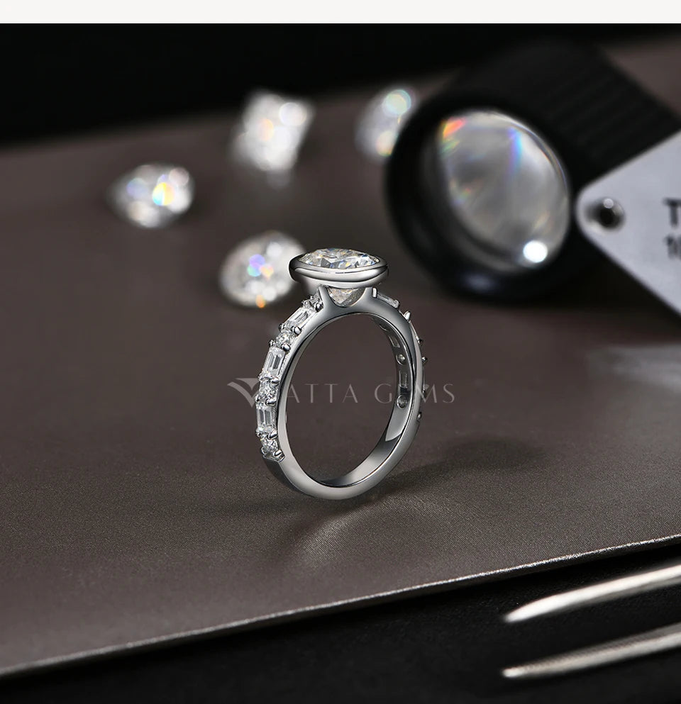 RINGS - Elegant Moissanite Diamond Fashion Rings, crafted in .925 Sterling Silver, are available with either White or Gold plating. Each ring features a dazzling oval-cut 2.0-carat Moissanite diamond stone that radiates sparkle.