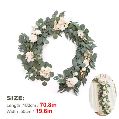 WEDDING & ACCESSORIES: Garlands Artificial Eucalyptus Garland Runner Mantle, 1.8m Silk Flowers