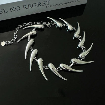 NECKLACE - Stainless Steel Chains Rivet Choker Necklace,  Hip-hop Punk Wolf Tooth Jewelry.