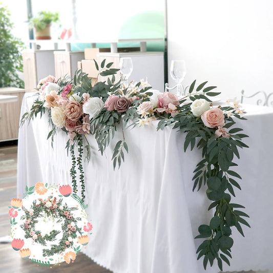 WEDDING & ACCESSORIES: Garlands Artificial Eucalyptus Garland Runner Mantle, 1.8m Silk Flowers