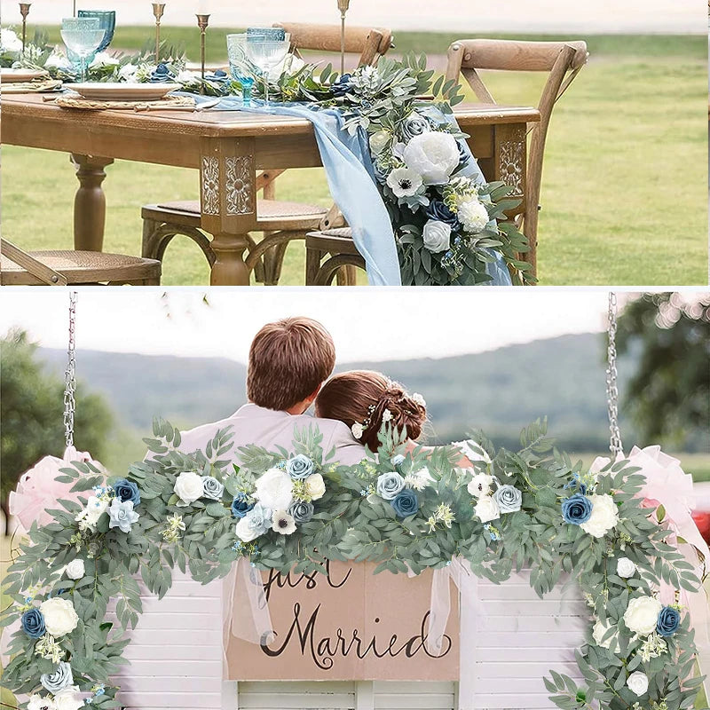 WEDDING & ACCESSORIES: Garlands Artificial Eucalyptus Garland Runner Mantle, 1.8m Silk Flowers