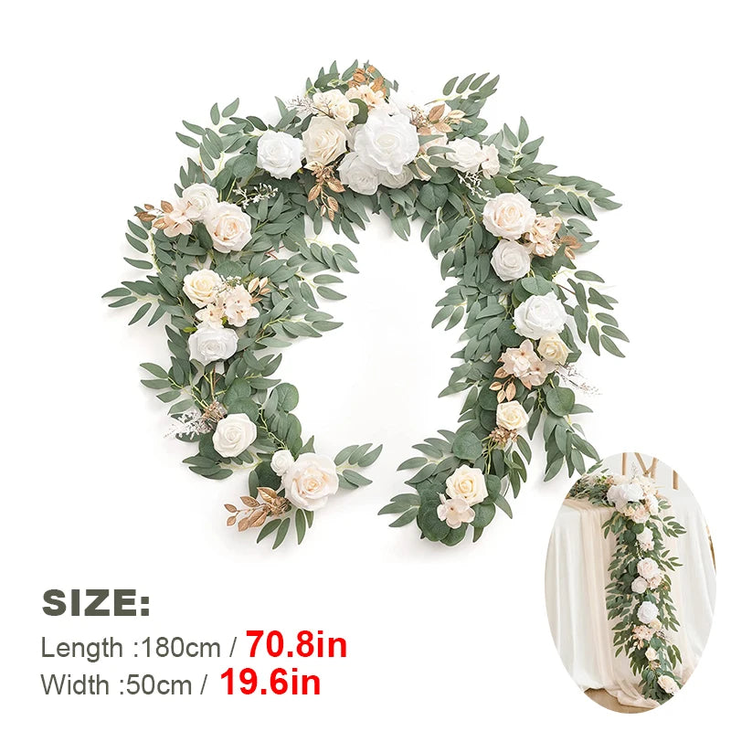 WEDDING & ACCESSORIES: Garlands Artificial Eucalyptus Garland Runner Mantle, 1.8m Silk Flowers