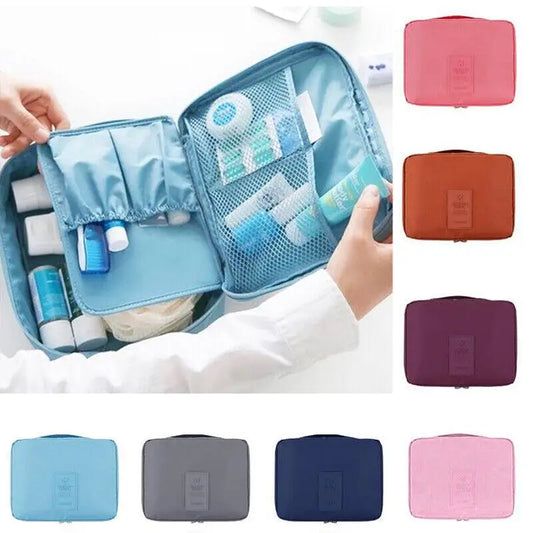 TRAVEL - The Toiletries Organizer provides substantial space-saving storage. The compact zippered case can function independently, facilitating more convenient travel.