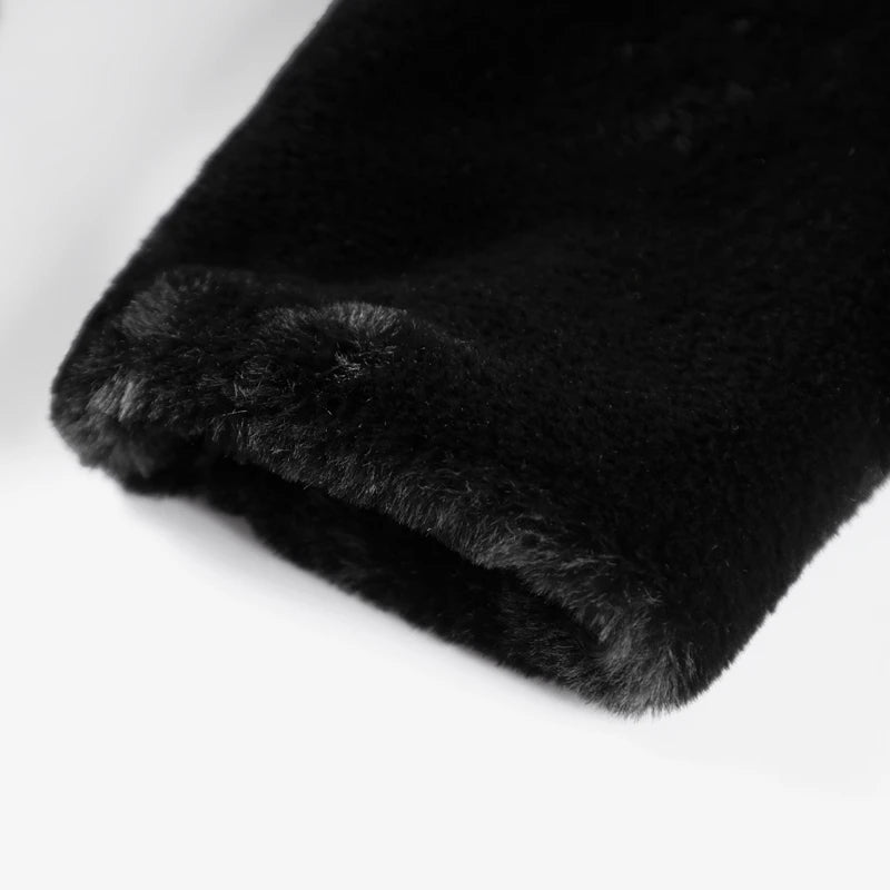 FAUX FUR COAT - Soft and Thick Imitation Mink Fur Coat, Black Hooded, Warm and Comfortable.