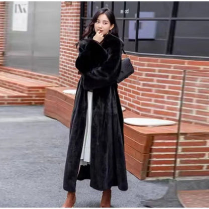 FAUX FUR COAT - Soft and Thick Imitation Mink Fur Coat, Black Hooded, Warm and Comfortable.