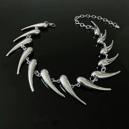 NECKLACE - Stainless Steel Chains Rivet Choker Necklace,  Hip-hop Punk Wolf Tooth Jewelry.